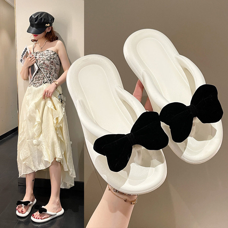 EVA可爱蝴蝶结凉拖鞋女年夏季新款踩屎感厚底糖果色沙滩鞋子