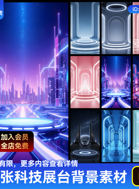 龙虾AI素材科技感电商产品海报背景PNG高清科技简约展台舞台数码