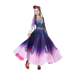 新疆舞蹈演出服表演服维族裙子舞蹈裙少数民族服装女维吾族舞服饰