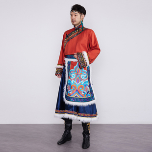 阿幸新款男款藏族舞蹈服藏袍舞台表演服饰蒙古西藏少数民族演出服