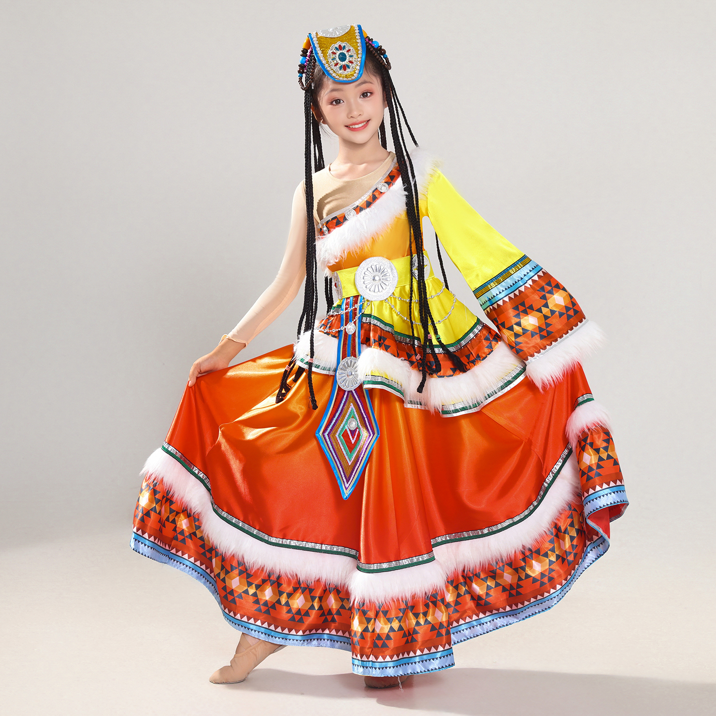 阿幸2025新款女童藏族演出表演服