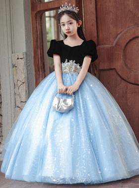 高端女童礼服蓬蓬纱十岁女孩生日宴法式公主裙儿童主持人钢琴表演