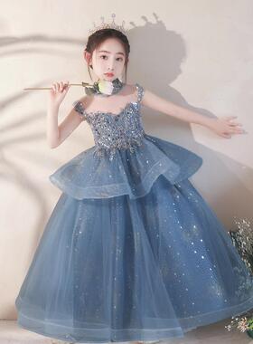 女童礼服生日公主裙高端花童主持人走秀蓬蓬裙儿童钢琴小众演出服