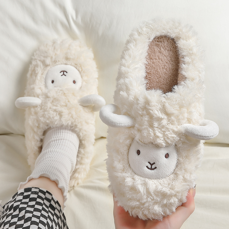 可爱小羊棉拖鞋家用保暖毛毛拖鞋
