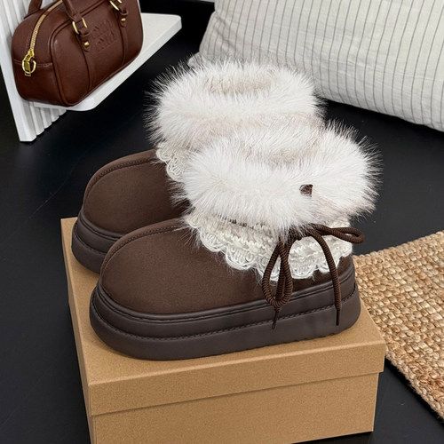 千禧风费尔岛雪地靴女冬加绒加厚