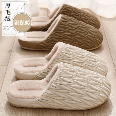 轻奢褶皱防水棉拖鞋女款2025新款