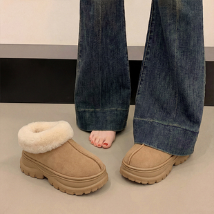 雪地靴女士冬季2026新款加绒厚底防滑可外穿毛毛靴增高小个子棉鞋
