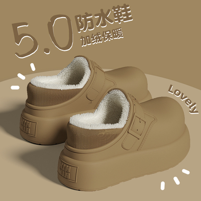防水厚底增高棉拖鞋女款家居外穿
