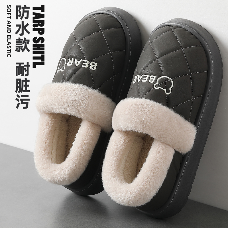 防水棉拖鞋男冬季25新款保暖防滑