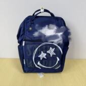 布 包邮 慧慧家 蓝色 笑脸 双肩包书包背包 男包女包