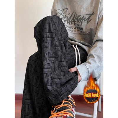 美式复古加绒灯芯绒裤子男冬季潮牌重磅小众设计感宽松直筒休闲裤