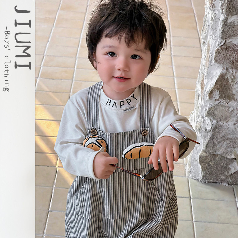 儿童春季新款洋气时髦套装宝宝条纹纯棉背带裤男童休闲百搭两件套,童装/婴儿装/亲子装,套装,淘宝优惠券,粉丝福利购,淘宝优惠卷