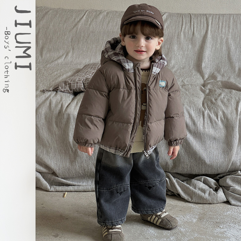 JIUMI男童韩系两面穿羽绒服套装
