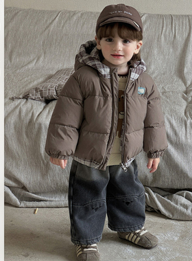 男童韩系两面穿羽绒服男宝加厚保暖面包服三件套宝宝时髦百搭套装
