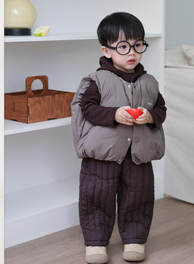 男童冬季韩版夹棉马甲套装儿童百搭保暖背心男宝宝洋气坎肩潮童装