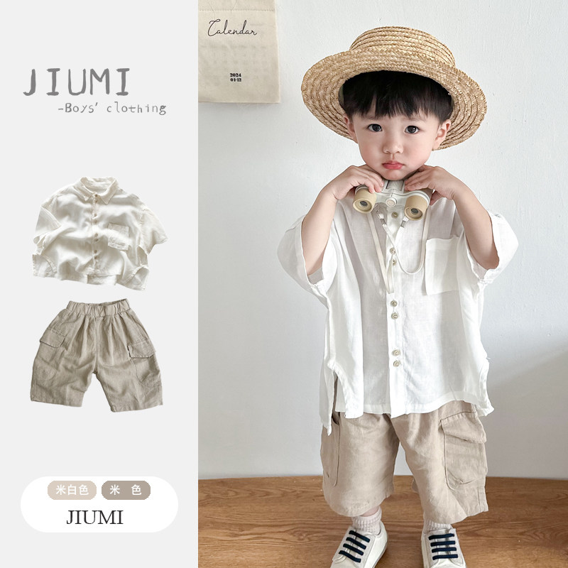 男童夏季套装衬衫儿童夏装新款衬衣男宝宝帅气工装短裤痞帅小童装,童装/婴儿装/亲子装,套装,淘宝优惠券,粉丝福利购,淘宝优惠卷