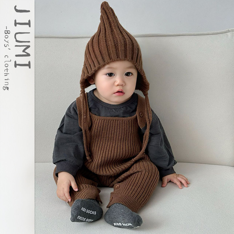 男童针织背带裤套装春季新款韩系男女宝宝洋气毛线长裤小月龄童装,童装/婴儿装/亲子装,裤子,淘宝优惠券,粉丝福利购,淘宝优惠卷