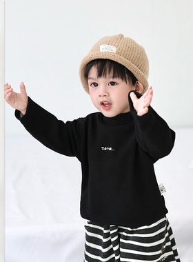 男童冬季新款一体绒内搭儿童洋气时髦打底衫男宝潮流百搭保暖上衣