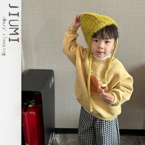 JIUMI男童冬季加绒卡通卫衣套装