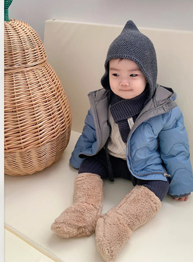 儿童冬季新款羽绒服套装男宝轻薄甜美外套男孩纯色百搭裤子三件套