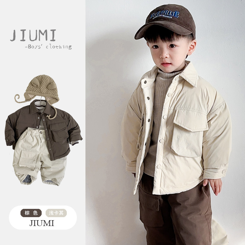 男童冬季套装羽绒服衬衫2025冬季新款儿童韩版白鸭绒马甲保暖冬装