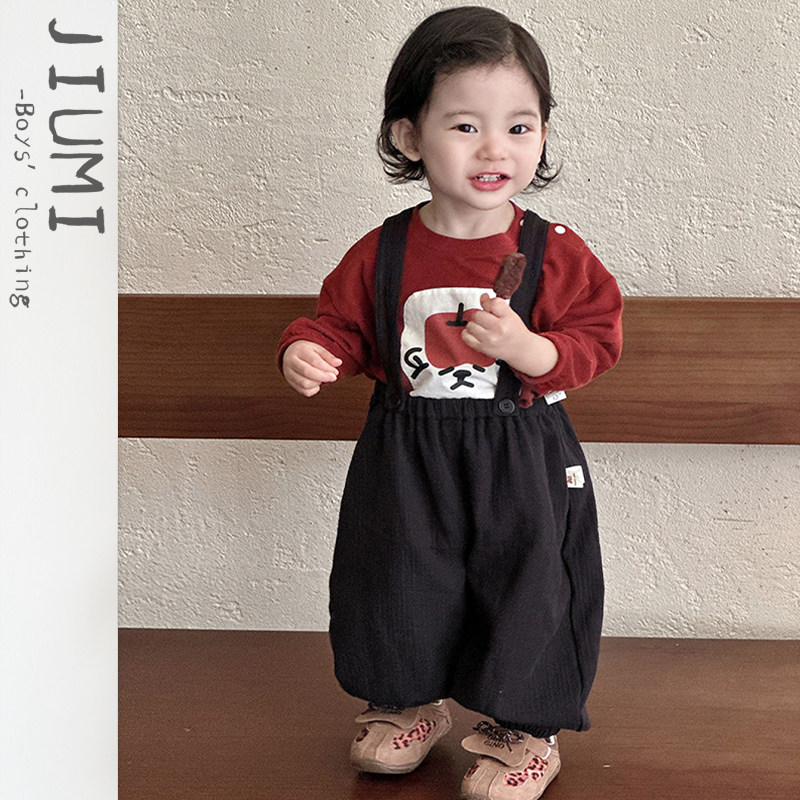 男宝宝春季新款韩版背带裤儿童休闲百搭两件套男童洋气卡通外出服,童装/婴儿装/亲子装,套装,淘宝优惠券,粉丝福利购,淘宝优惠卷