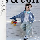 潮酷弯刀裤 男童春季 宝宝纯色简潮打底衫 儿童休闲个性 韩版 百搭衬衫