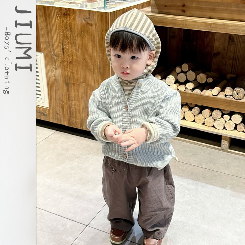 儿童春季毛衣开衫外套男女宝宝韩版休闲卫衣套装宝宝宽松休闲长裤