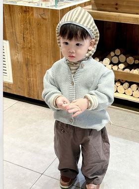 儿童春季毛衣开衫外套男女宝宝韩版休闲卫衣套装宝宝宽松休闲长裤