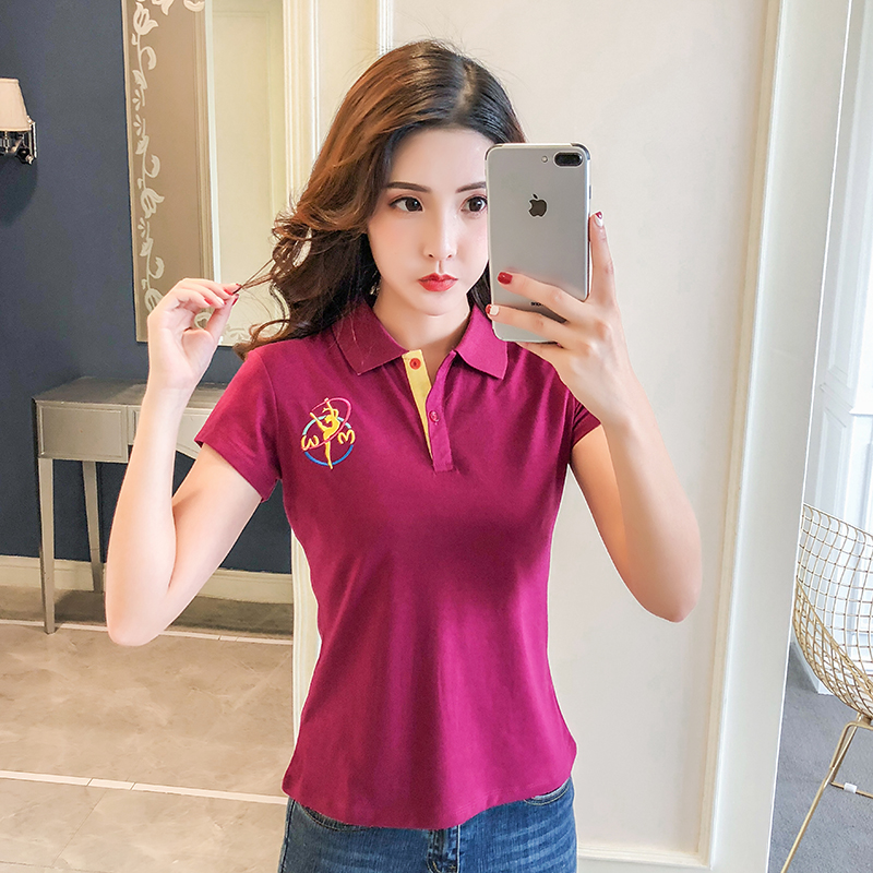 保罗翻领polo衫有领t恤女短袖大码2023新款带领女装棉白色女士