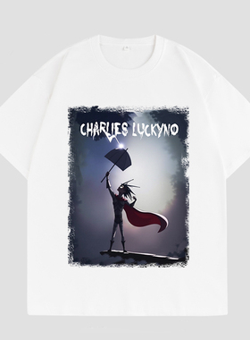 CHARLIES LUCKYNO潮牌童话艺术短袖美式暗黑风雷神情侣款T恤潮