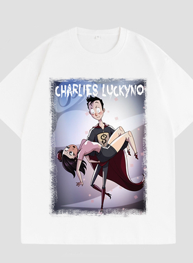 CHARLIES LUCKYNO美式潮牌重磅纯棉短袖超人环保数码直喷情侣T恤