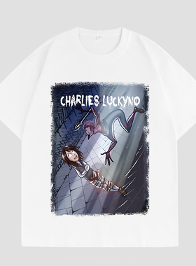 CHARLIES LUCKYNO美式街头潮牌艺术喷绘纯棉短袖蜘蛛人情侣T恤潮