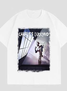 CHARLIES LUCKYNO欧美潮牌艺术短袖重磅纯棉外星人情侣款T恤