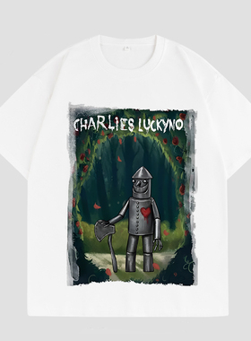 CHARLIES LUCKYNO机械卫士童话艺术环保喷绘印花情侣款短袖T恤