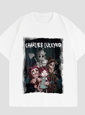 CHARLIES LUCKYNO绿野仙踪艺术喷绘欧美潮牌宽松情侣款短袖T恤