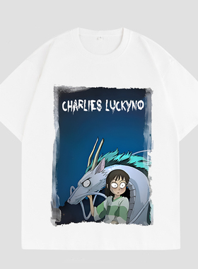 CHARLIES LUCKYNO千寻龙童话艺术环保喷绘印花潮牌情侣款短袖T恤
