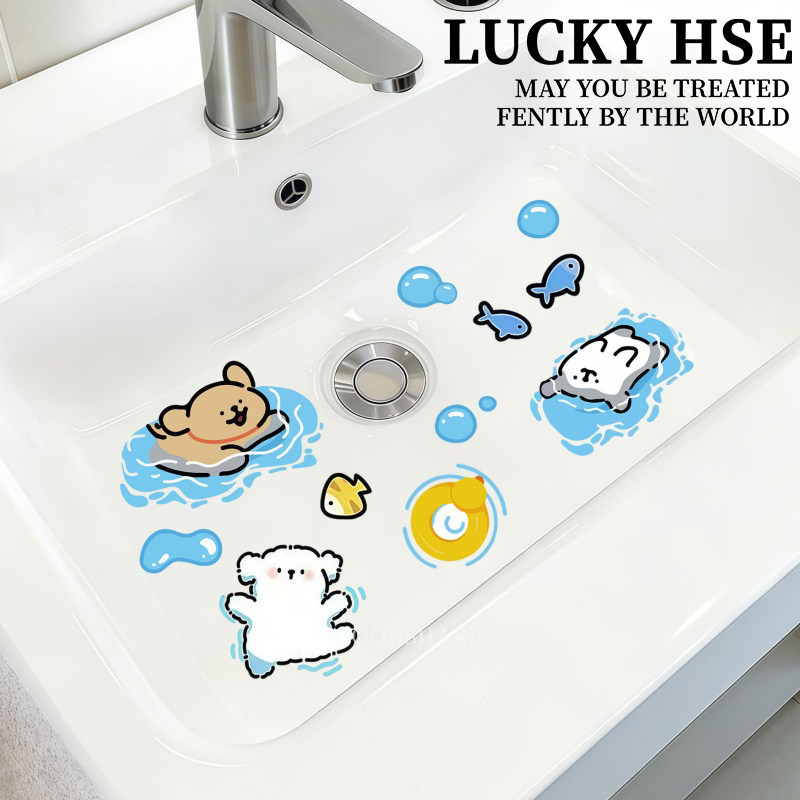 洗手池防水贴纸可爱线条小狗装饰墙贴卫生间洗手台瓷砖遮丑贴纸,家居饰品,软装墙贴,淘宝优惠券,粉丝福利购,淘宝优惠卷