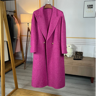 丝兔绒长款韩版毛呢外套工厂直销