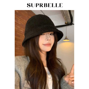 羊羔绒帽子女冬款2025新款渔夫帽女士秋冬季毛绒百搭防寒保暖盆帽