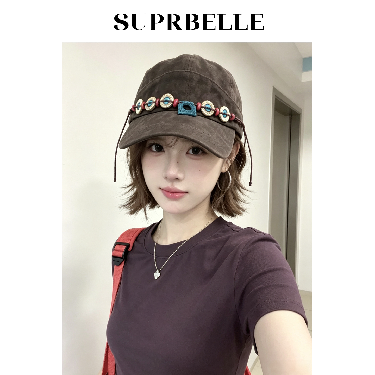 复古民族风麂皮绒棒球帽女显脸小