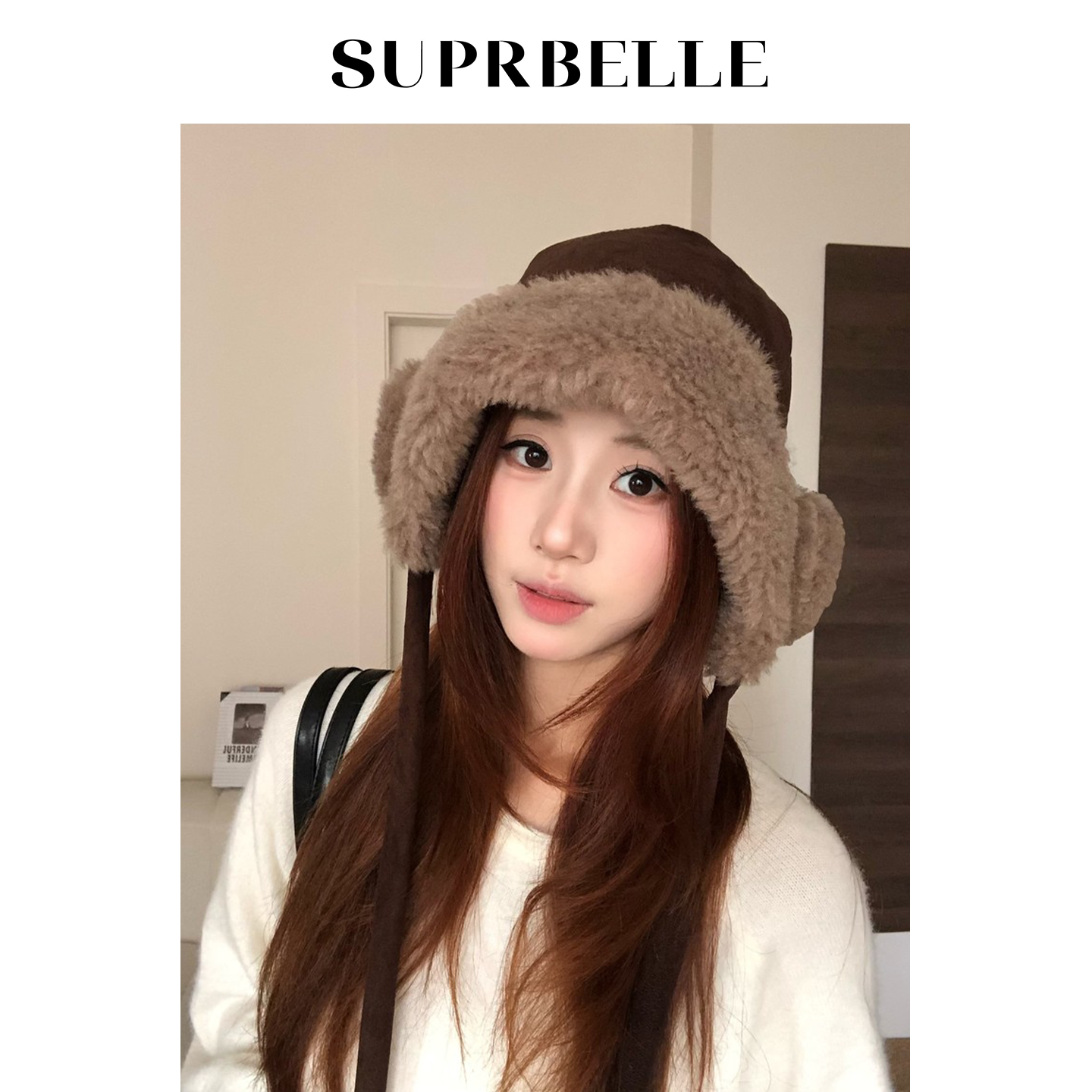 秋冬季女款麂皮绒加绒保暖雷锋帽