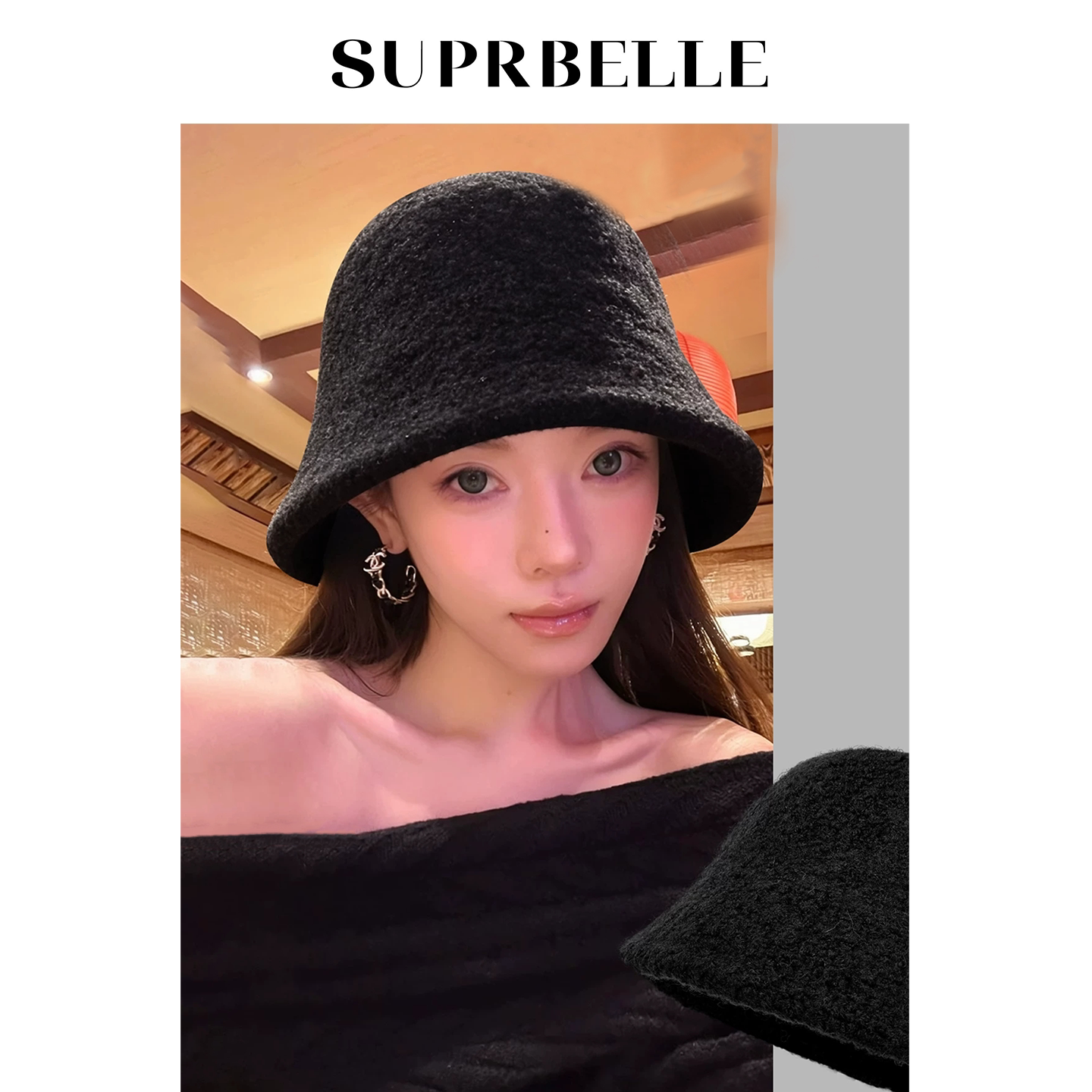 张婧仪同款羊羔绒纯色保暖渔夫帽
