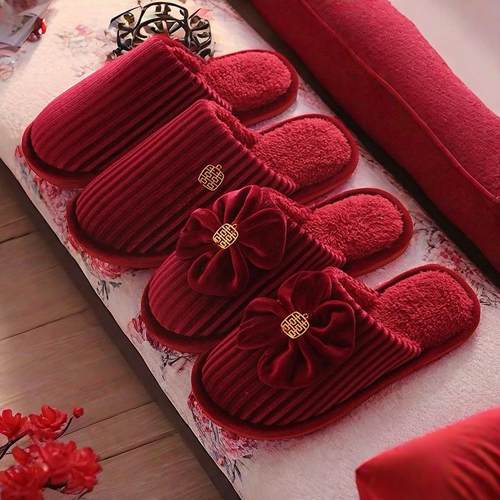情侣冬季结婚庆棉拖鞋室内陪嫁