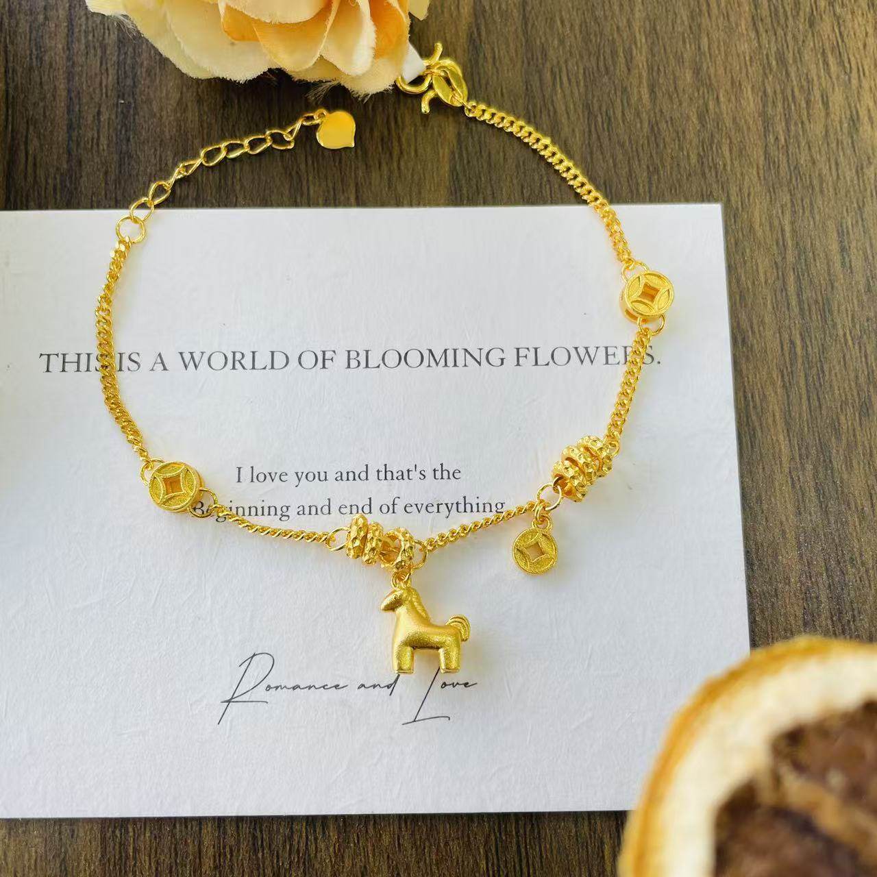 2025年新年礼物马上有钱手链女士999金包银生肖银饰送女友闺蜜