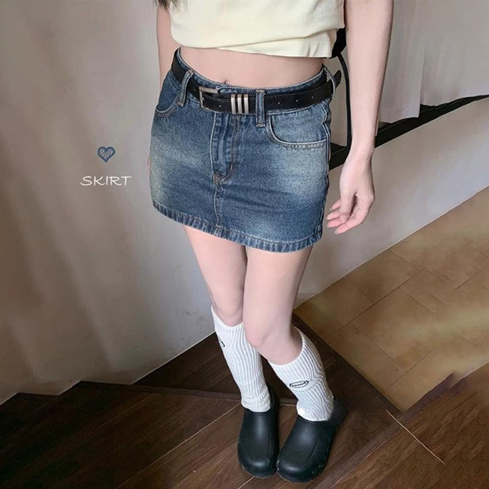 复古辣妹牛仔半身裙女夏季高腰显瘦a字裙休闲百搭裙裤包臀短裙