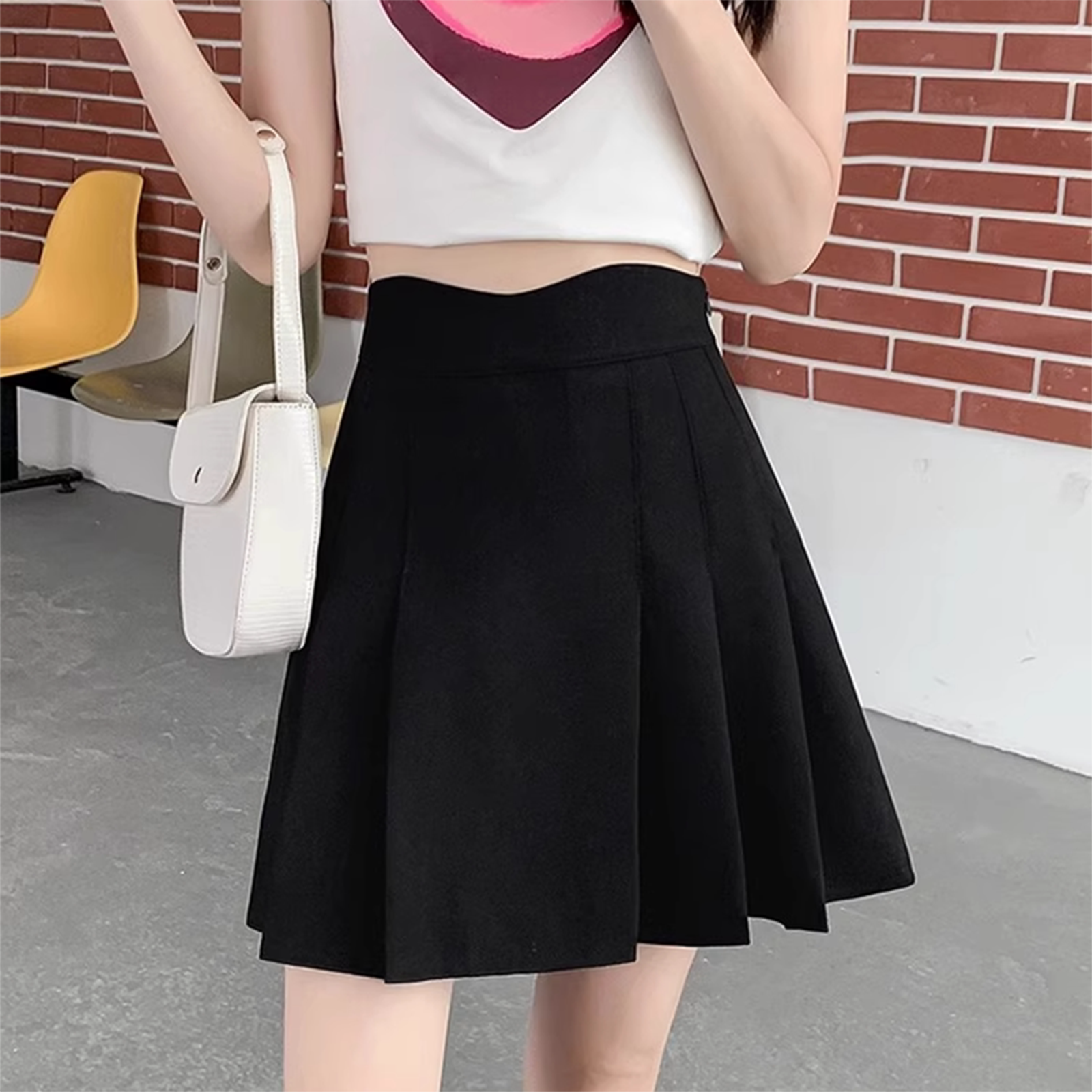 西装百褶裙女夏季大码高腰a字裙防走光毛呢短裙遮胯显瘦半身裙