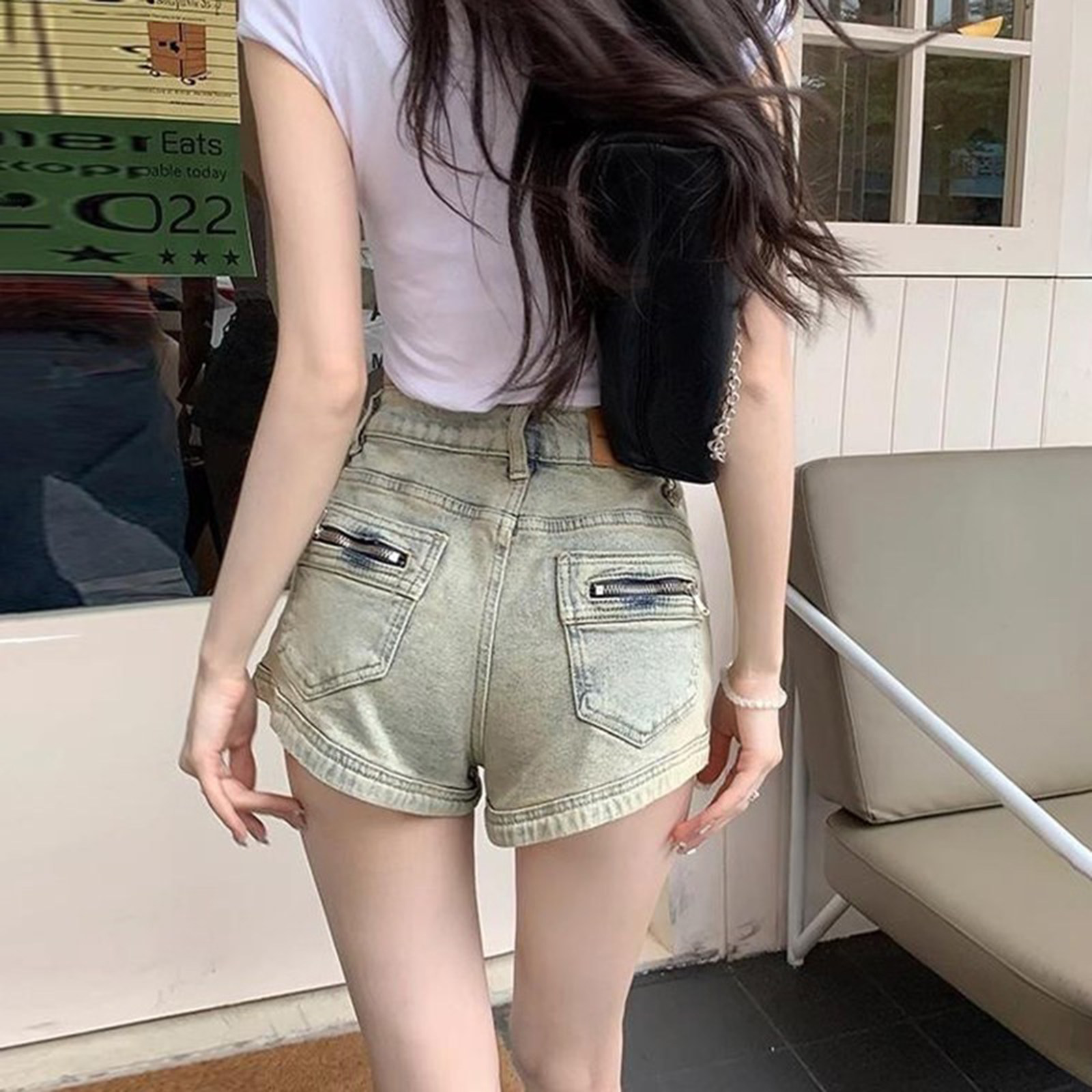 美式复古辣妹牛仔短裤女夏季2024新款高腰弹力显瘦a字裤包臀热裤