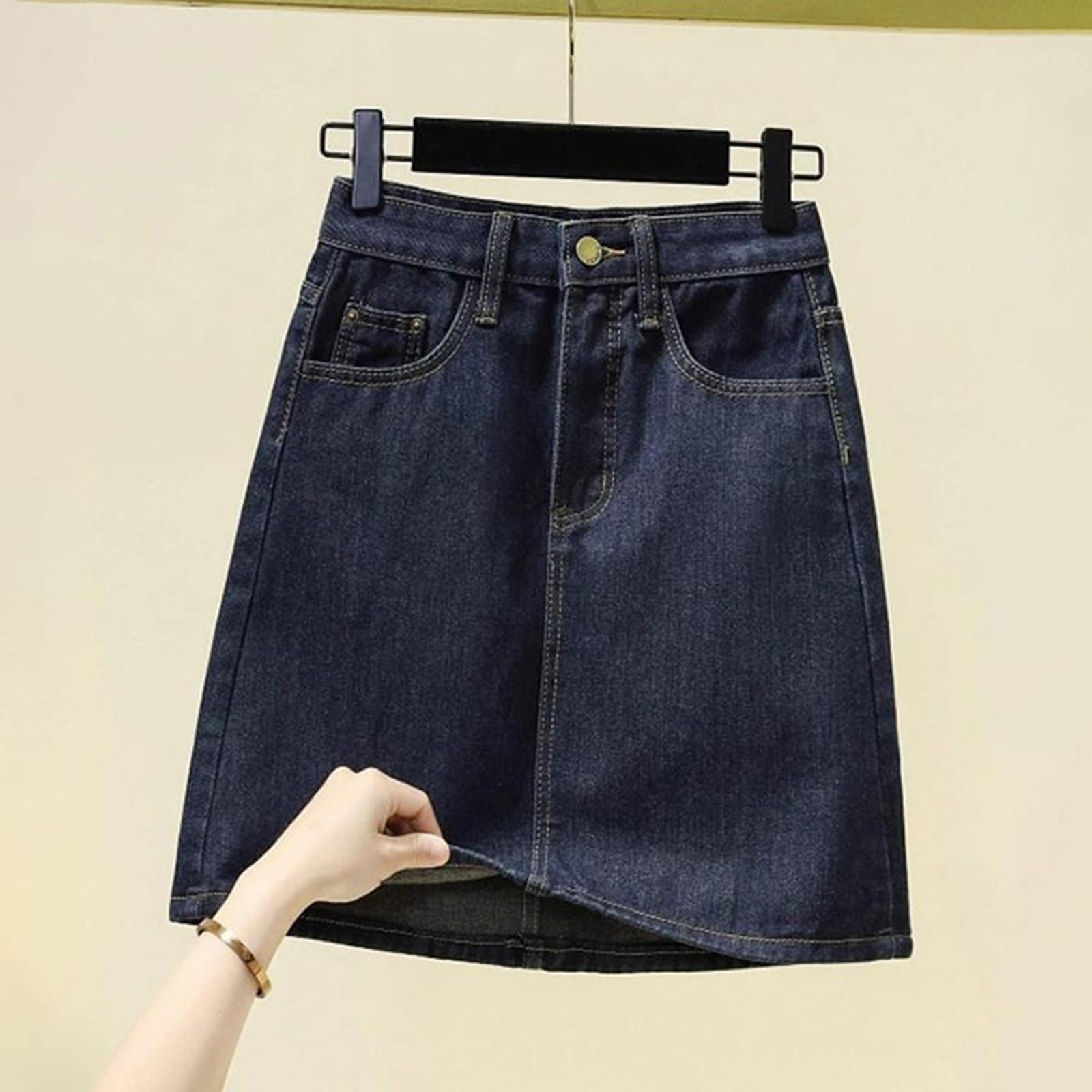 牛仔短裙女夏季薄款大码高腰显瘦a字裙胖妹妹遮肚子包臀半身裙