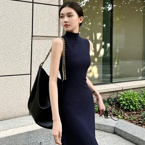 春秋季OL包臀气质内搭针织连衣裙